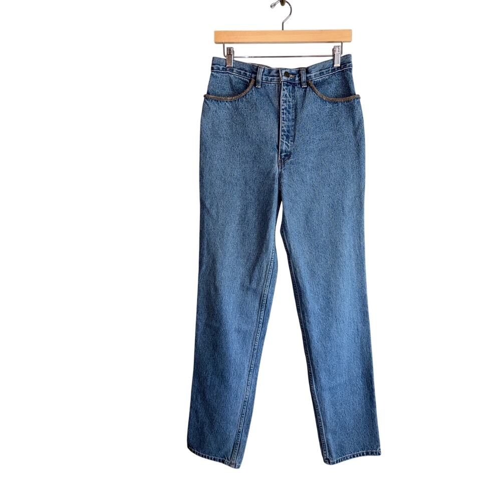 Vintage 90s fancy ass denim blue jeans 100% cotton high waist bareback 29 tall